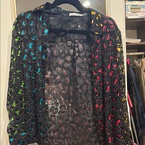 Alice + Olivia Colorful Sheer Blouse
